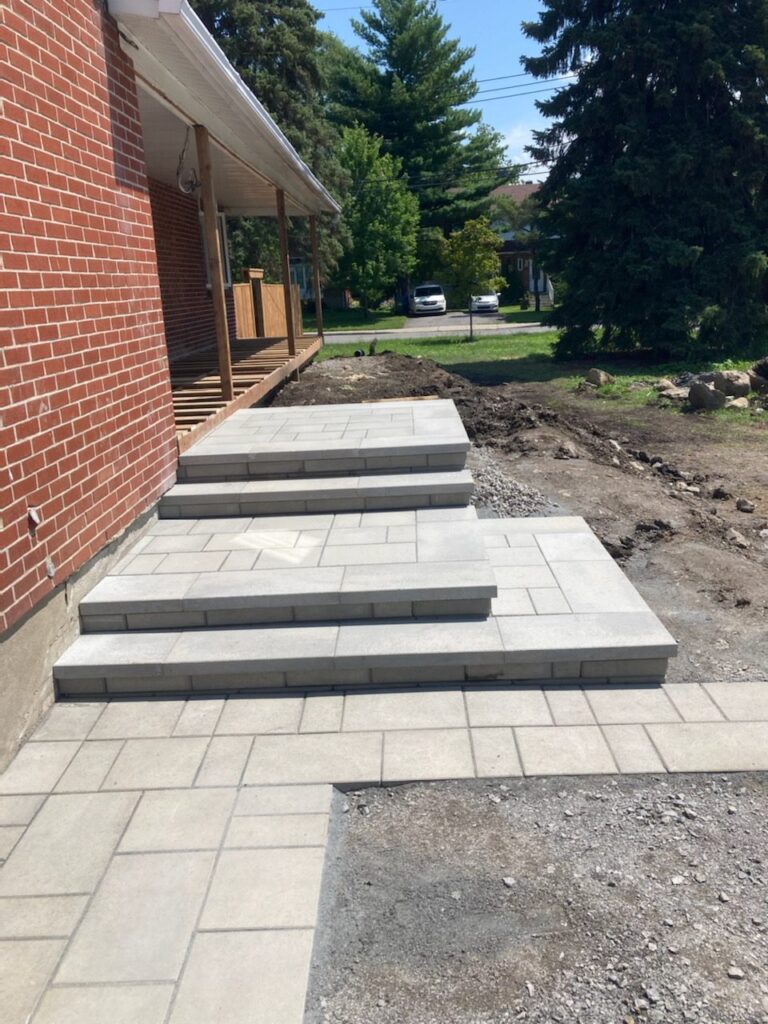 Exterior shot of a unistone path and stairs